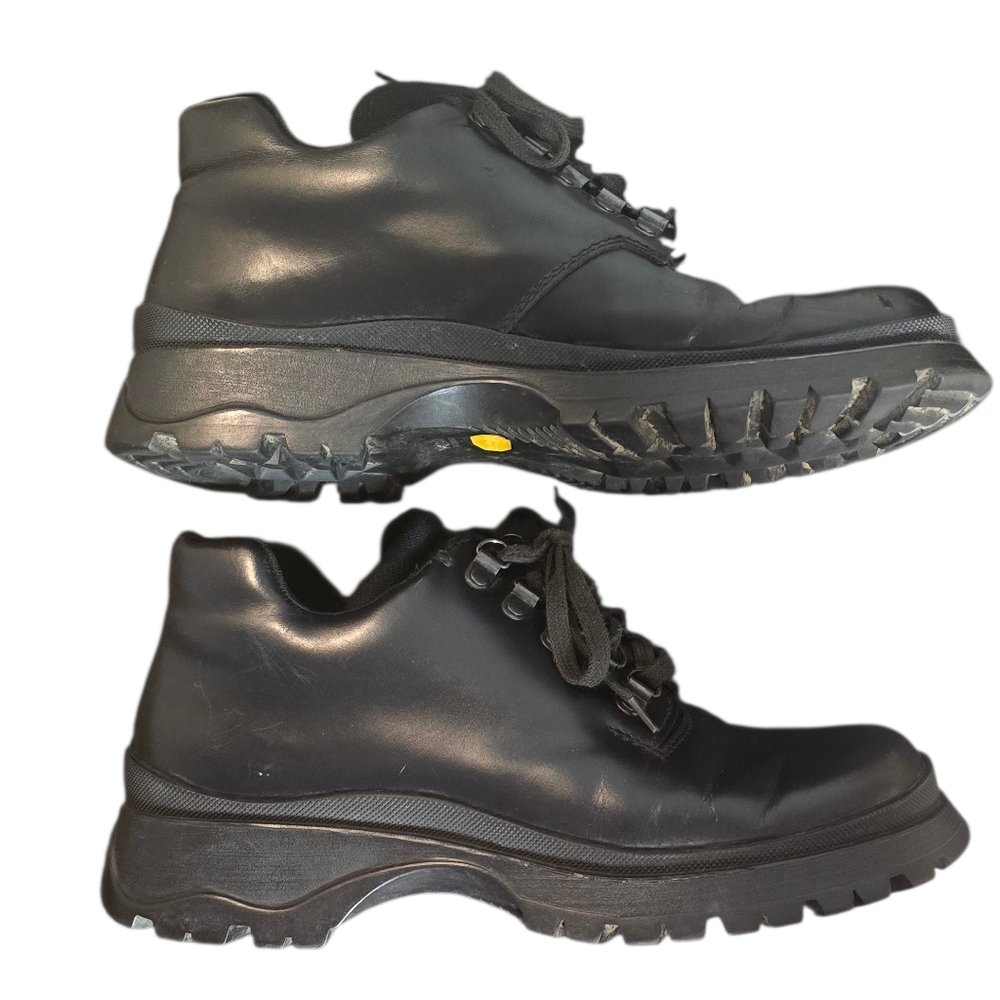 Vintage Prada Leather Lug Sole Combat Boots Size 39 Made in Italy - Picture 3 of 16